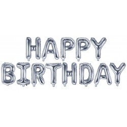 Ballon Schriftzug Happy Birthday silber